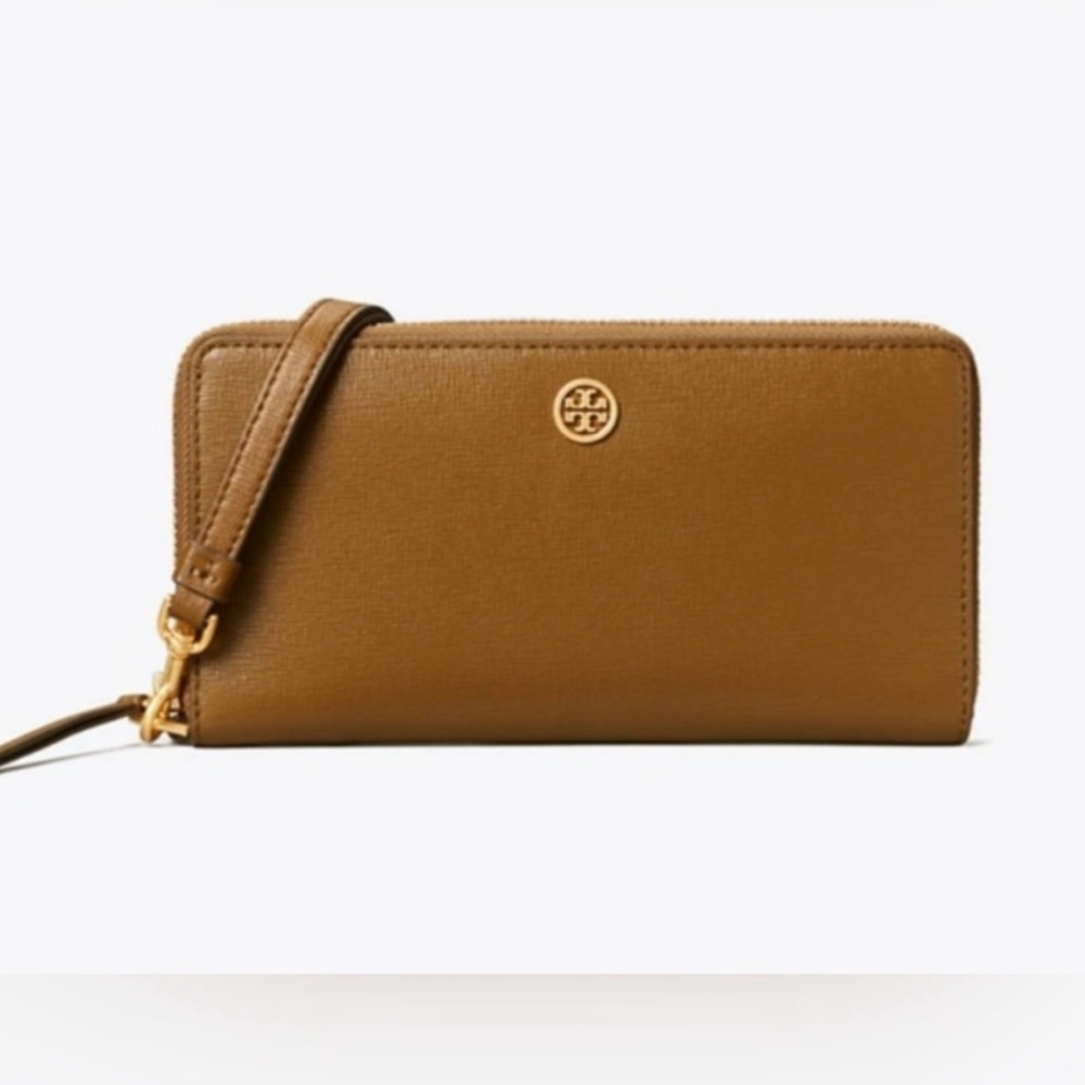 New Tory Burch Robinson Crosshatch Saffino leather Continental Wallet Wristlet - Picture 2 of 15
